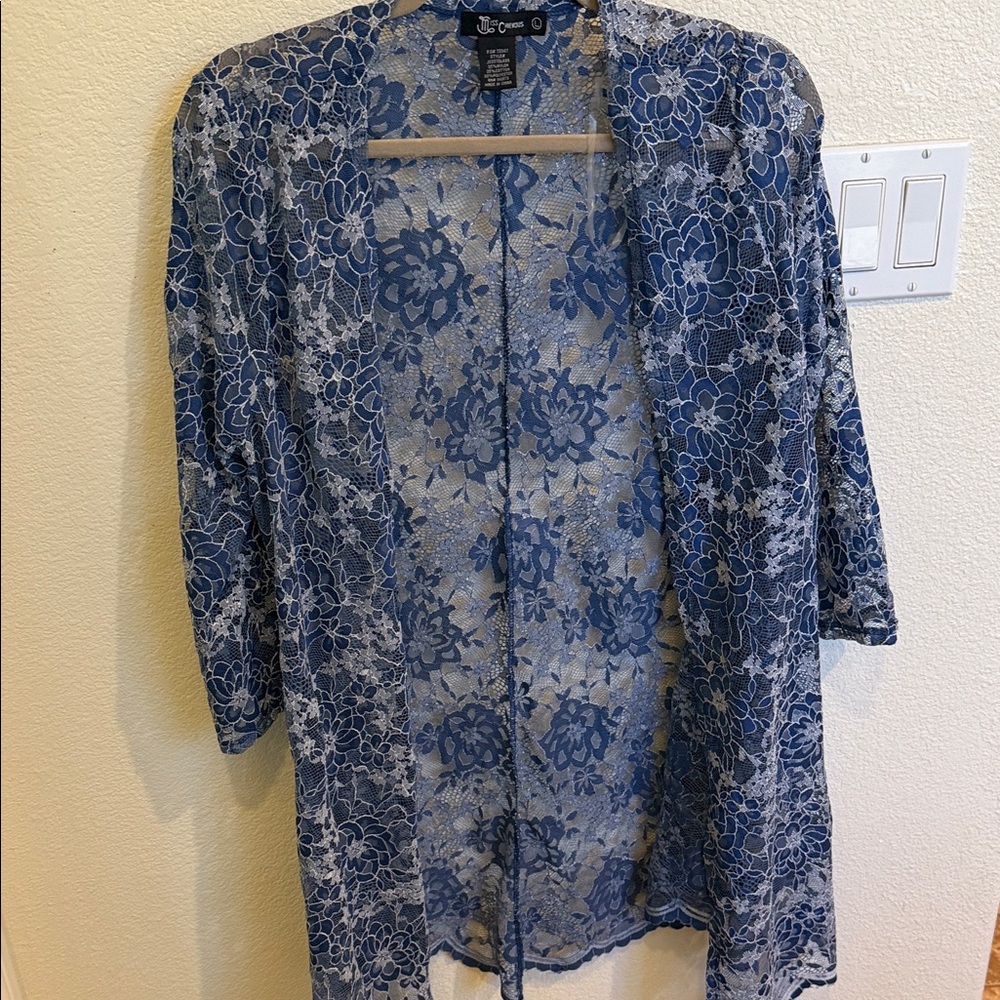 Miss Chievous Navy Floral Lace Swim Coverup